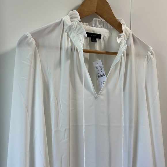 Woman’s J.Crew white sheer blouse with ruffle detail, small, new with tags. - Picture 4 of 6